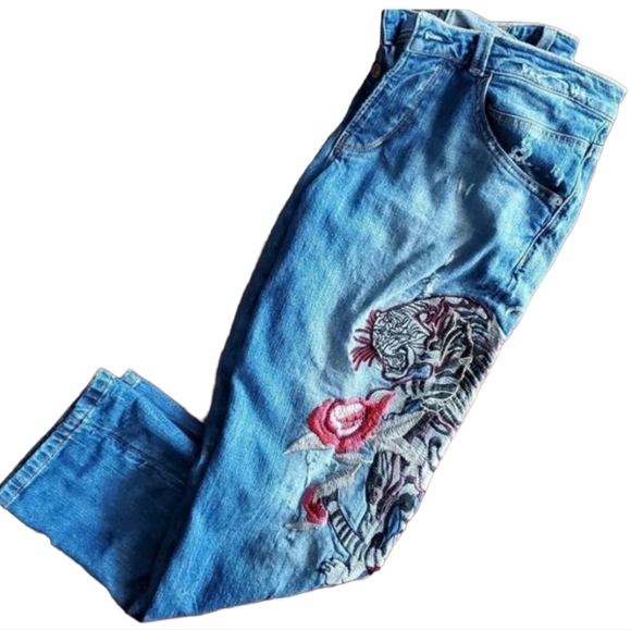 Guess Denim - Guess jeans embroidered tiger size 28